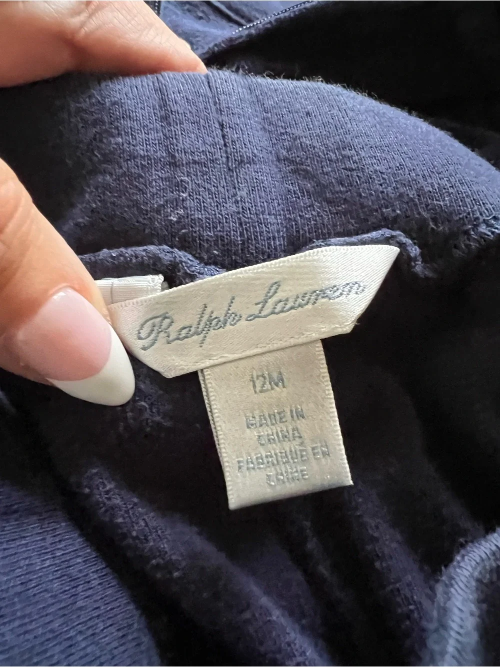 Polo by Ralph Lauren Navy Velour Zip Up Hoodie Set - 24 months